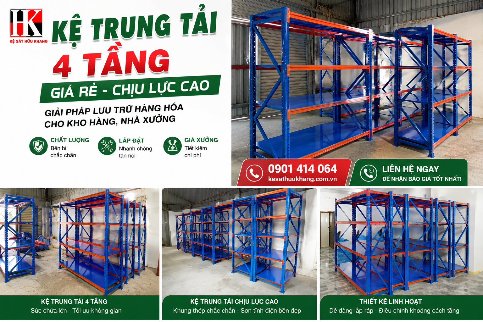 Kệ trung tải 4 tần